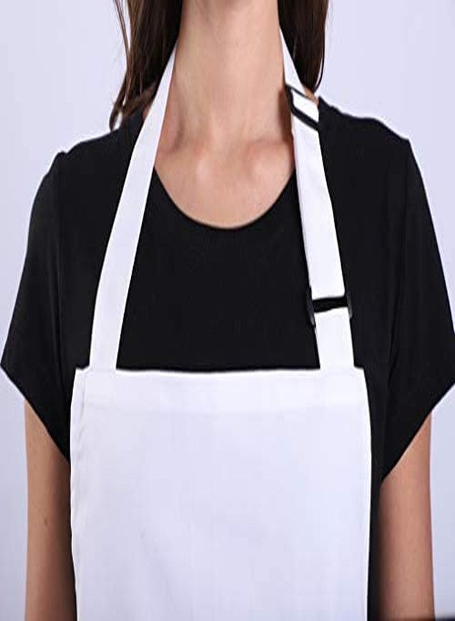 ALIPOBO Bib Aprons Set for Women and Men, Kitchen Chef Apron with 2 Pockets and 40" Long Ties, Plus Size Adjustable Apron and Hat for Cooking - 32" x 28" - White - Image 4