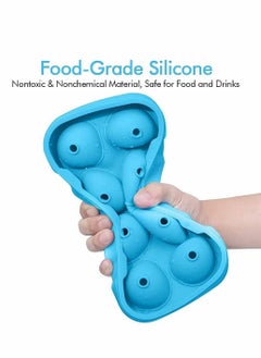 NIBEMINENT Round Ice Hockey Mold, Silicone 8 Cell Mold with Lid and Funnel, Cube Tray, BPA Free, Non Stick Easy To Demold, Maker (Blue, 1 Piece)  - Image 5