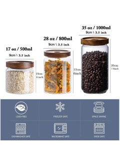 General 3 Pack Airtight Glass Storage Jar Borosilicate Glass Kitchen Canisters Glass Canister for Kitchen, Pantry Organization Ideal for Coffee Nuts Cookie (800ml 1000ml 500ml)  - Image 2