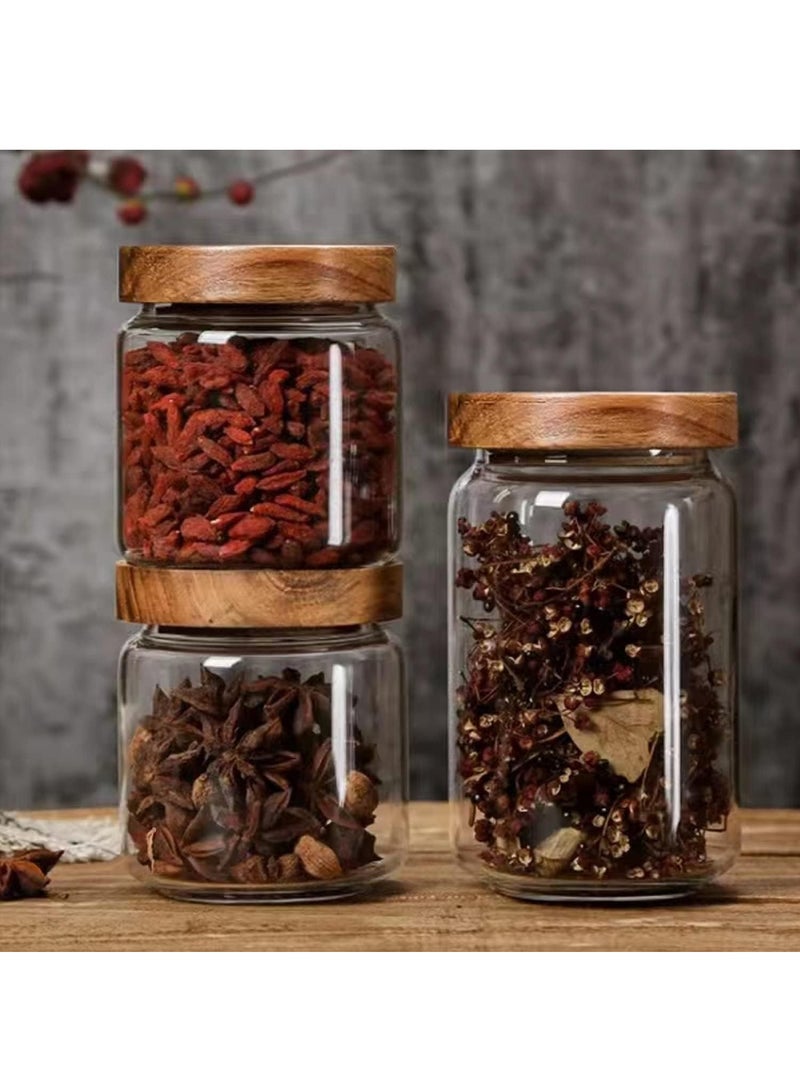 عام عبوة مكونة من 3 برطمانات تخزين زجاجية محكمة الغلق، برطمانات زجاجية بوروسيليكات لبسكويت القهوة (800 مل، 1000 مل، 500 مل) - Image 3