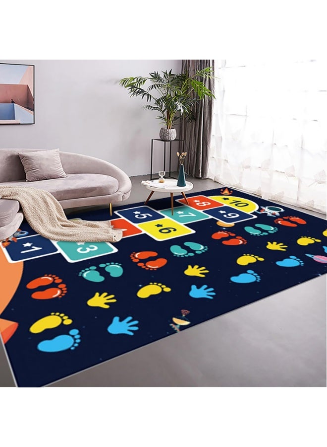 LOKIPA Play Mat - Kids Car Rug with Anti-Slip Particles - Easy to Clean Playroom Rugs - Playmat Perfect for Children's Bedrooms, with Hopscotch Design,Black,80×120 cm  - Image 5