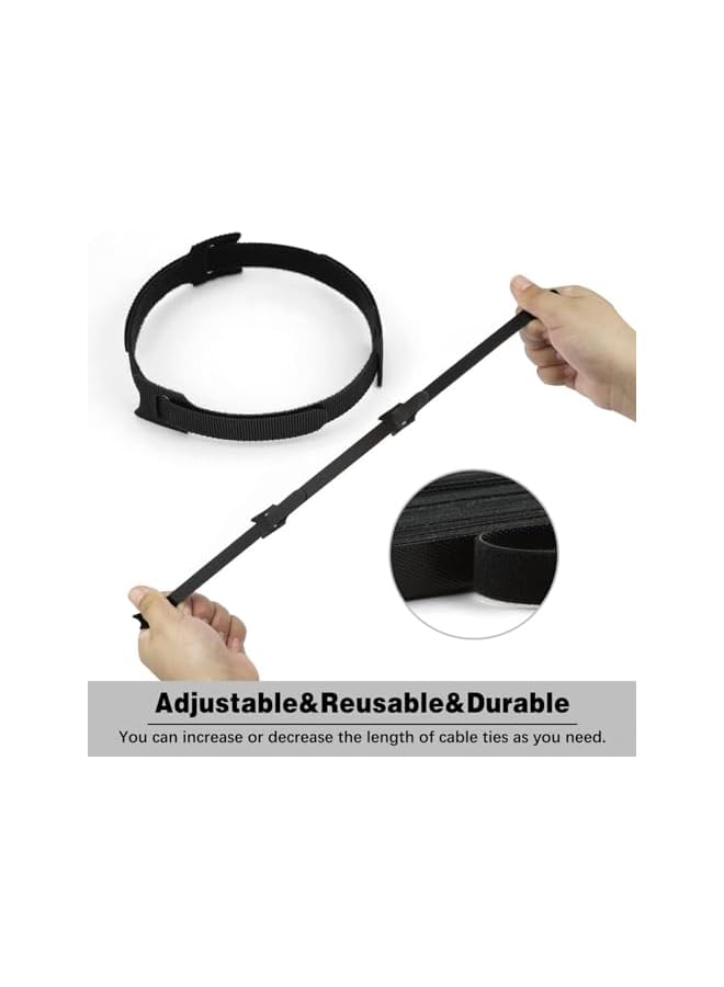 Green Tiger Cable Ties Reusable Zip Tie Cord Organizer Cable Management Black Hook and Loop Cloth 120 Pack - Image 4