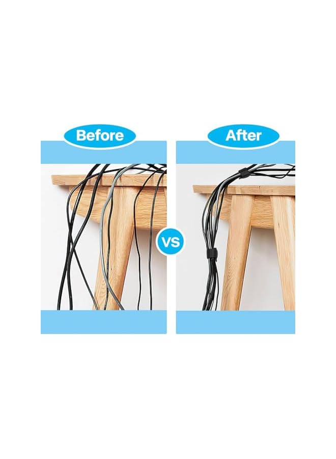 Green Tiger Cable Ties Reusable Zip Tie Cord Organizer Cable Management Black Hook and Loop Cloth 120 Pack - Image 5