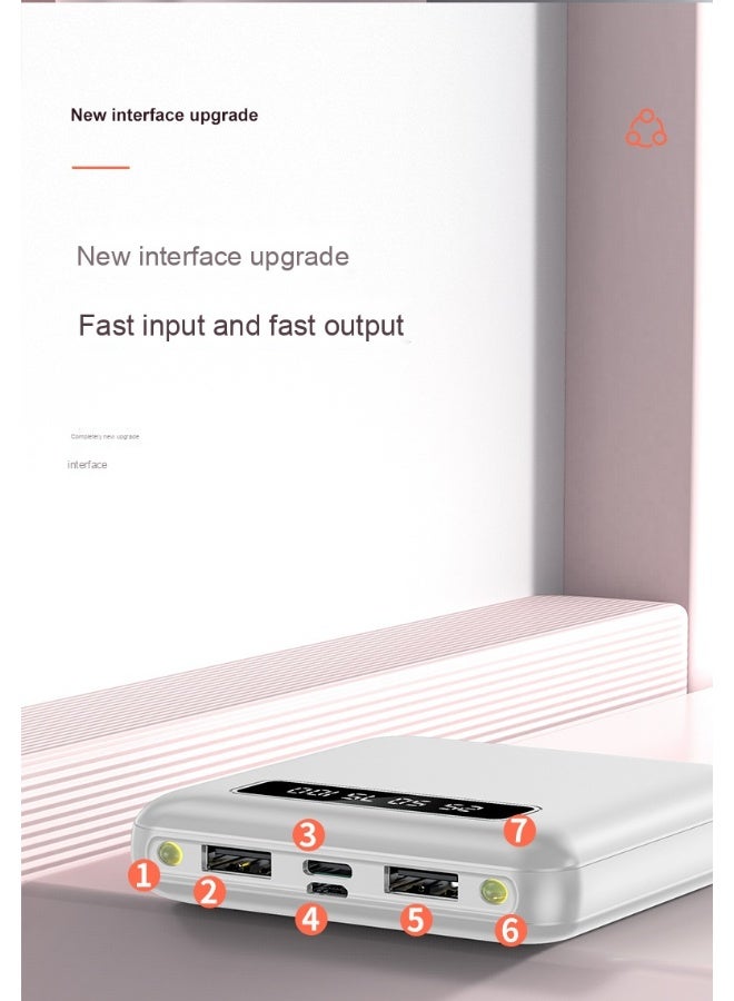 10000mAh Power Bank LED Digital Display Mini Portable Power Bank Slim and Lightweight Mobile Charger (White) - Image 3