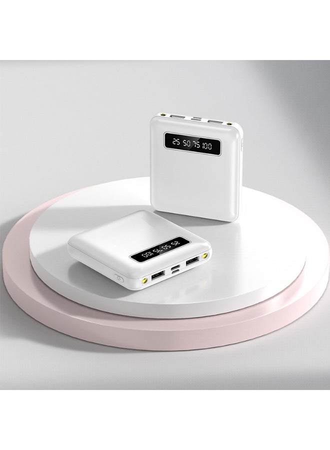 10000mAh Power Bank LED Digital Display Mini Portable Power Bank Slim and Lightweight Mobile Charger (White) - Image 1