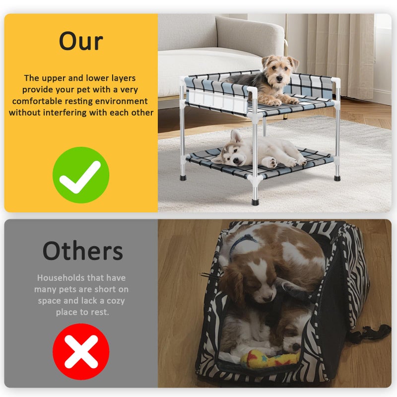 Caghash Bedside Window Dog Bunk Bed - Double Elevated Human Dog Bed with Guardrail 2 Layers Window Perch Dogs Cot 2-Tier Bedside Sleeper for Multi-Pet Households (20'' x 20'' x 25'') - Image 4