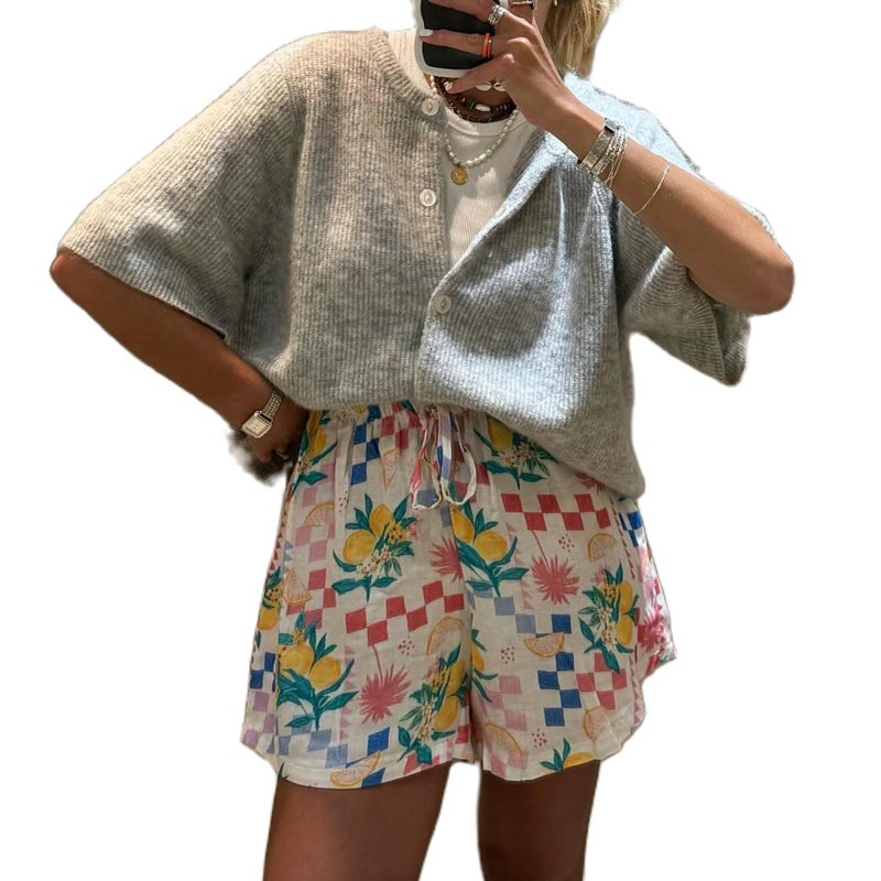 KMBANGI Women Y2K Cardigan Sweater Short Sleeve Button Down Ribbed Knit Crop Top Fall Winter Going Out Sweater (Light Gray, M) - Image 1
