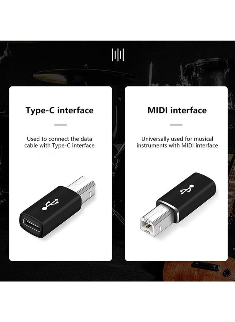 سانموجيد - 2 حزمة 2 محول USB B إلى USB C ب بزاوية قائمة، محول من النوع C إلى MIDI أنثى متوافق مع الطابعة والبيانو الكهربائي وأجهزة الكمبيوتر المحمولة والمزيد من الأجهزة من النوع C - Image 1