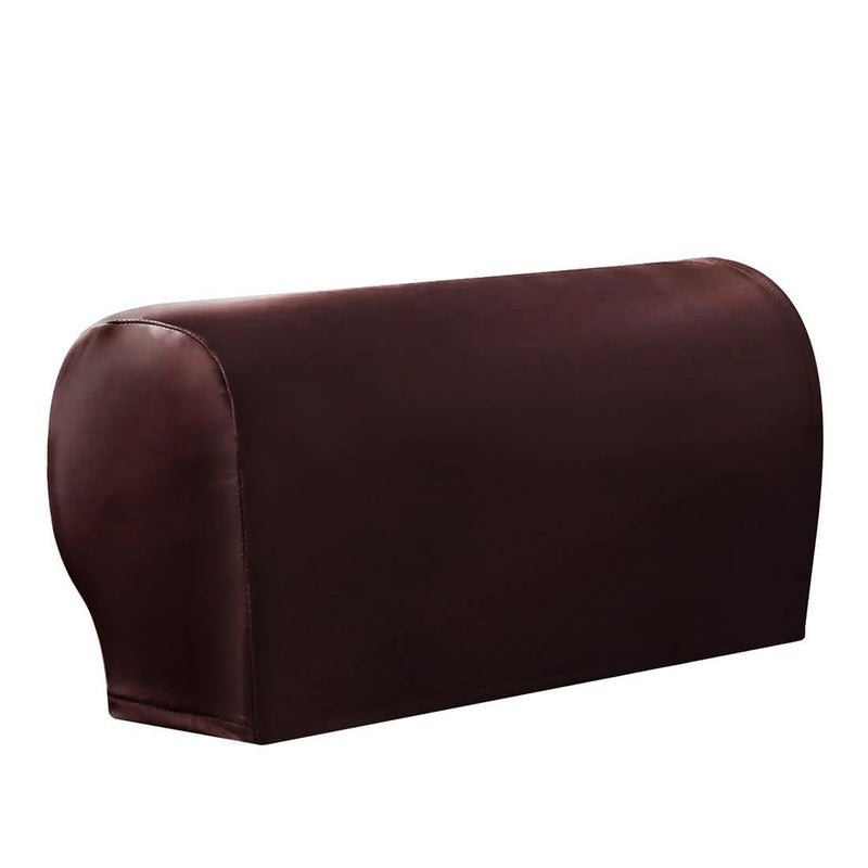 vctops Waterproof Faux Pu Leather Armrest Covers Vintage Stretch Arm Covers for Chairs Couch Sofa Armchair Slipcovers for Recliner Sofa 2pcs, Wine Red - Image 1