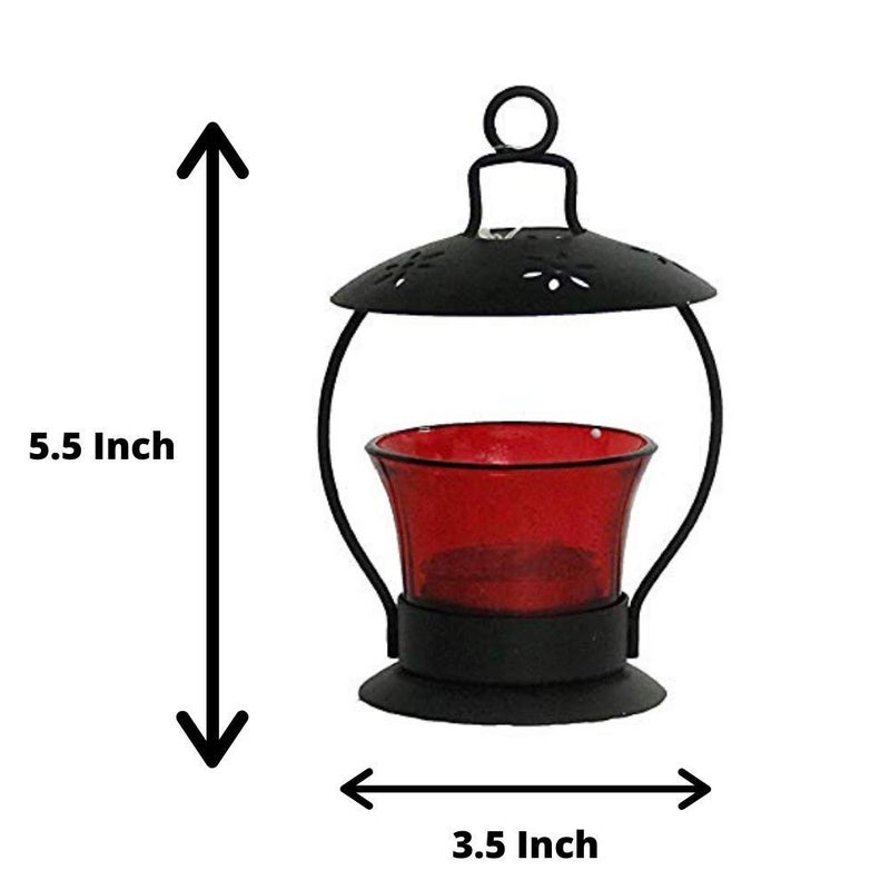 Puja N Pujari Puja N Pujari Crystal Tea Light Candle Holder Lantern Table Candle Lamp for Home Decor Multi Color Set of 3  - Image 2