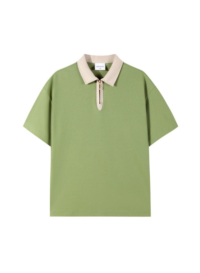 Half Zip Workwear Polo Shirt Short Sleeve Restaurant Coffee Shop Uniform Breathable Summer Casual Top - Image 1