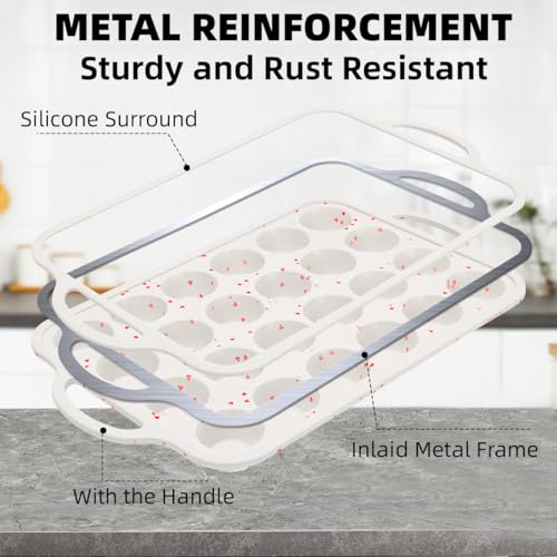 CAKETIME Mini Muffin Pan Metal Reinforced Frame Mini Cupcake Pans 24 Cups Nonstick Muffin Silicone Molds with Handle for Baking Muffins Cupcakes Egg Bites 2 Pack HeartShaped - Image 3