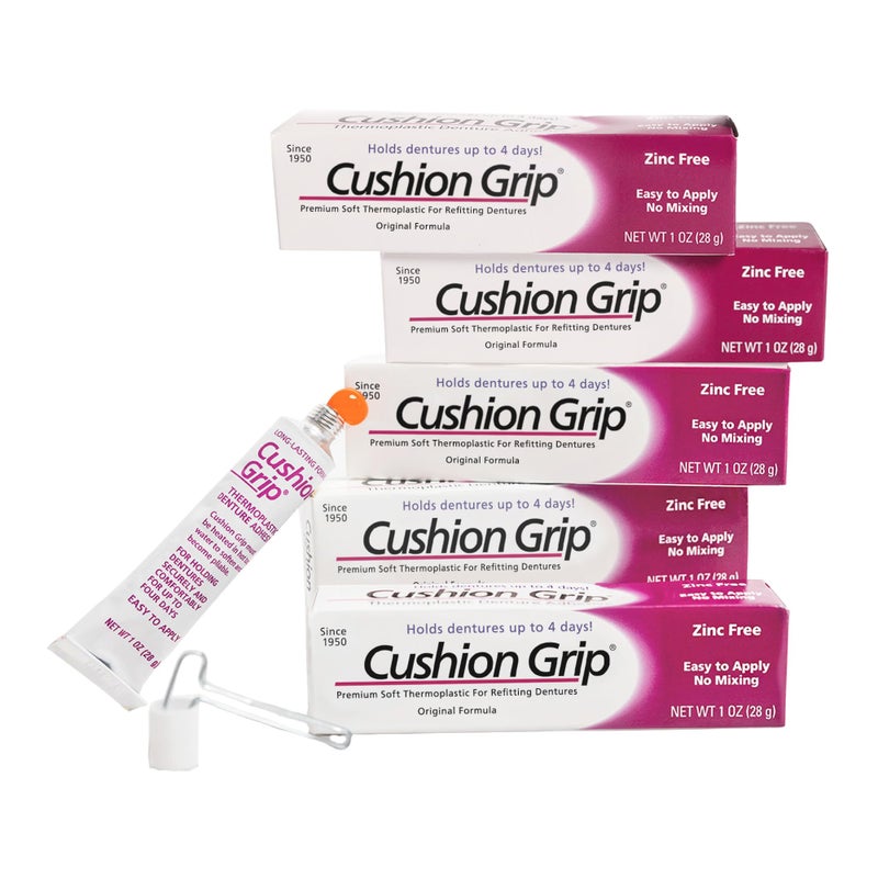 Cushion Grip Thermoplastic Denture Adhesive 1oz 5PackExtra Strong Hold Up to 4 Days Unmatched Strength Waterproof Zinc Free Relieves Sore Gums Comfortable Refit Long Lasting Denture Refit - Image 3