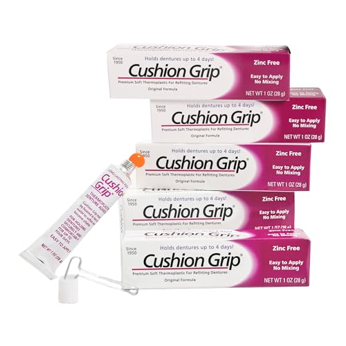 Cushion Grip Thermoplastic Denture Adhesive 1oz 5PackExtra Strong Hold Up to 4 Days Unmatched Strength Waterproof Zinc Free Relieves Sore Gums Comfortable Refit Long Lasting Denture Refit - Image 2
