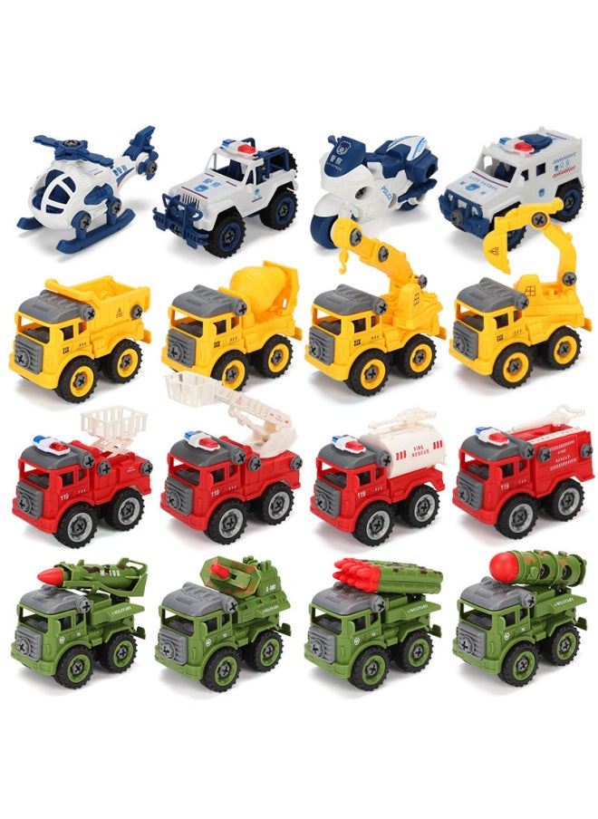 Disassembling And Assembling Engineering Car Toy Car Boy Screw Children's DIY Puzzle Disassembly And Assembly Simulation Sliding Model Set-Color:(Yellow Card Head Bag) 4 Send Screwdriver