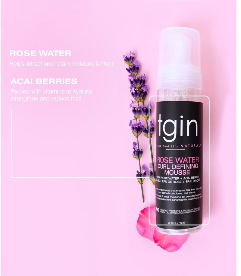تجين موس تحديد تجعيدات الشعر بماء الورد – رغوة خفيفة الوزن لتعزيز تجعيدات الشعر الطبيعي والمجعد والمموج – موس مرطب للتحكم في التجعد للحصول على تجعيدات ناعمة ومحددة – رغوة تصفيف شعر خالية من الكحول - Image 3