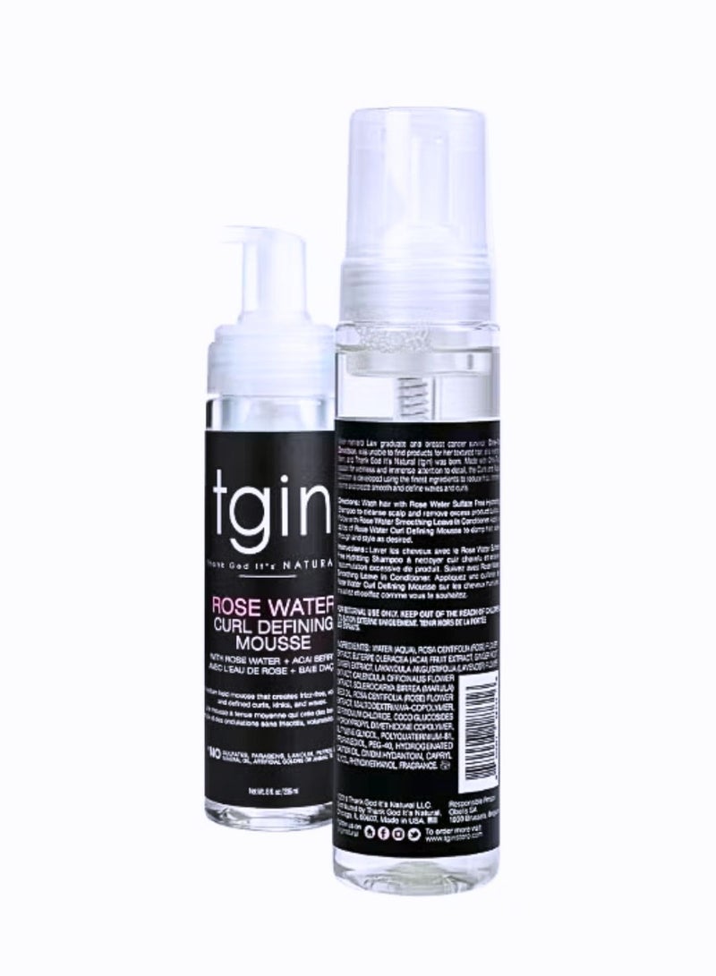 تجين موس تحديد تجعيدات الشعر بماء الورد – رغوة خفيفة الوزن لتعزيز تجعيدات الشعر الطبيعي والمجعد والمموج – موس مرطب للتحكم في التجعد للحصول على تجعيدات ناعمة ومحددة – رغوة تصفيف شعر خالية من الكحول - Image 4