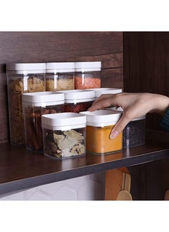 Spaceshoop Set of 9 Square Acrylic Container For Beans Sugar Coffee Tea And Multiple Uses 9 pieces  - Image 1