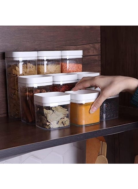 Set of 9 Square Acrylic Container For Beans Sugar Coffee Tea And Multiple Uses 9 pieces