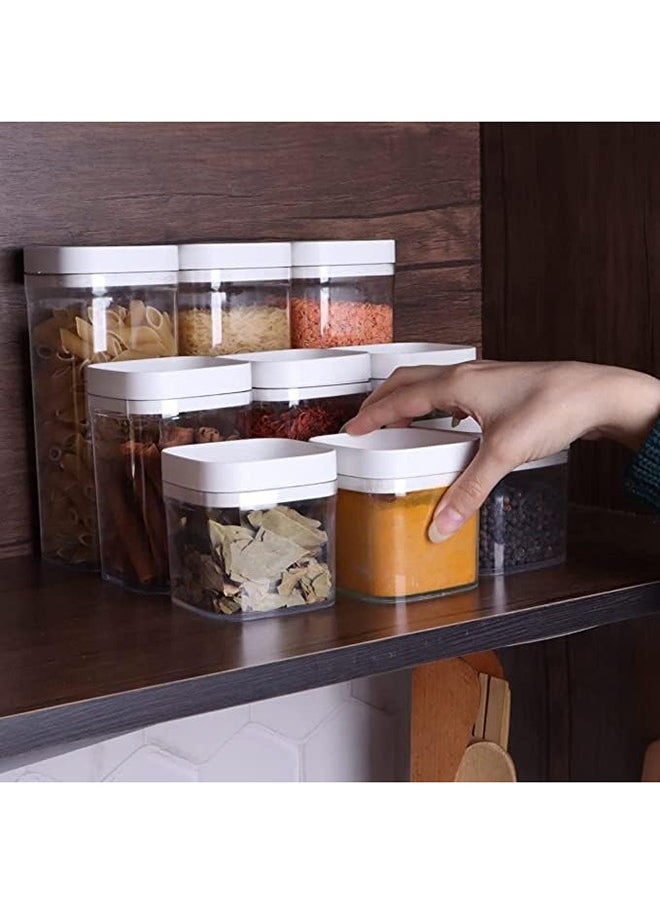 Spaceshoop - Set of 9 Square Acrylic Container For Beans Sugar Coffee Tea And Multiple Uses 9 pieces - Image 1