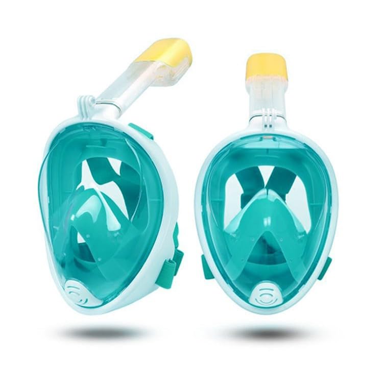 VBM Full Face Snorkeling Mask Diving Gear - Latest Dry Top System,180 Degree Panoramic View Snorkeling Mask with Camera Mount,Safe Breathing,Anti-Leak Anti-Fog-Swim Fins (Green - L/XL) - Image 2