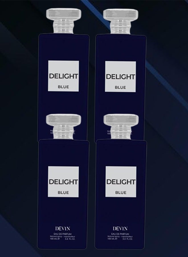 DEVIN 4 Pieces Delight Blue Perfume 100ml EDP - Image 1