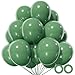KUULBELA 110Pcs Dark Sage Green Balloons Latex Party Balloons 12 inch Round Helium Balloons for Dark Sage Green Themed Christmas Balloon with 2 Ribbons - Image 2
