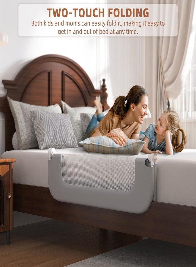 FigTime Bed Rail for Toddlers, Baby Bed Rail Guard for Kids, Toddler Bed Rails with Reinforced Anchor Fit, Height Adjustable & Foldable Bed Rail Guard for Twin, Full, Queen & King Beds (Grey, 32IN) - Image 2