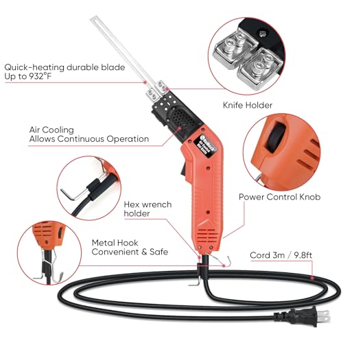 ROMECH Foam Cutter Pro Electric Hot Knife, 200W Air Cooled Styrofoam Cutting Tool Kit- with Heavy-duty Case Blades & Accessories RM-009 (200W Air Cooled) - Image 4