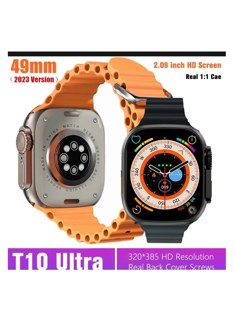 ZT - Smart Watch T10 Ultra 2 Big,49mm 2.19 inch,Heart Rate,Blood Pressure,Oxygen,BT call and BT Music,Sleep monitoring,Alarm clock,sport mode,Remote Photography-orange - Image 1