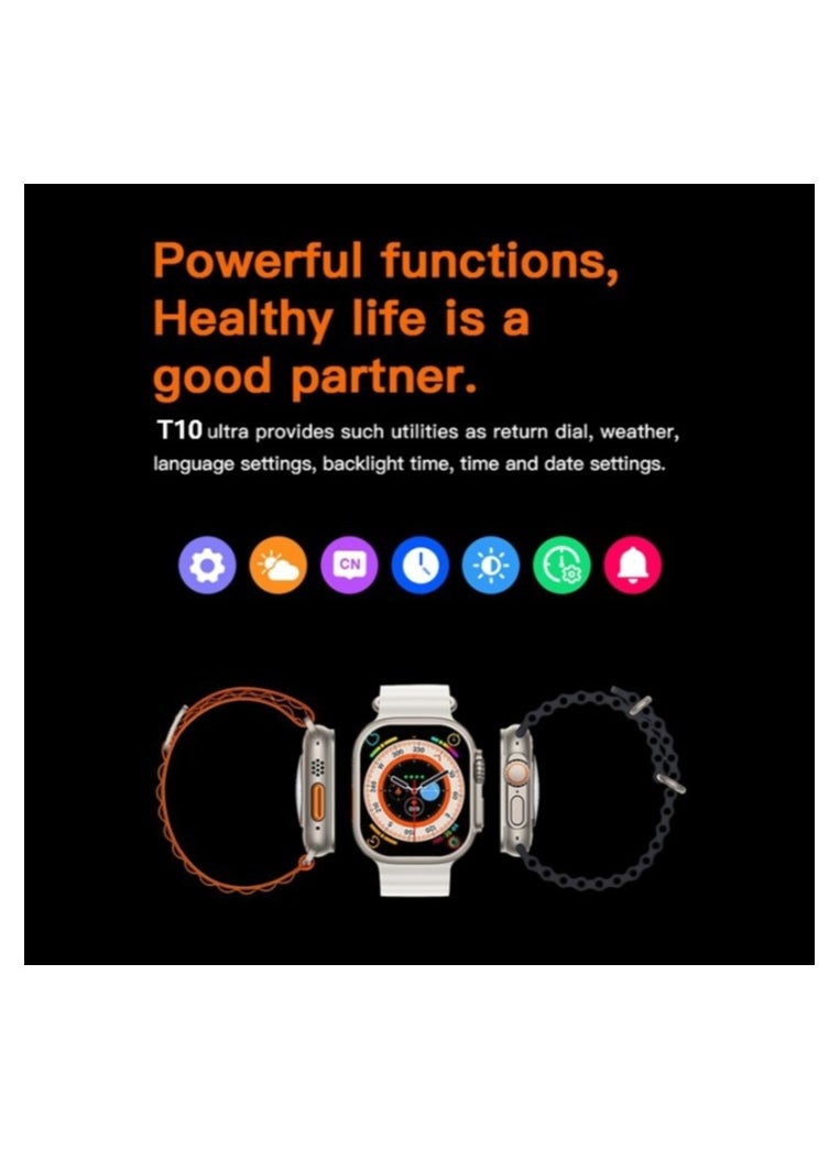 ZT - Smart Watch T10 Ultra 2 Big,49mm 2.19 inch,Heart Rate,Blood Pressure,Oxygen,BT call and BT Music,Sleep monitoring,Alarm clock,sport mode,Remote Photography-orange - Image 1