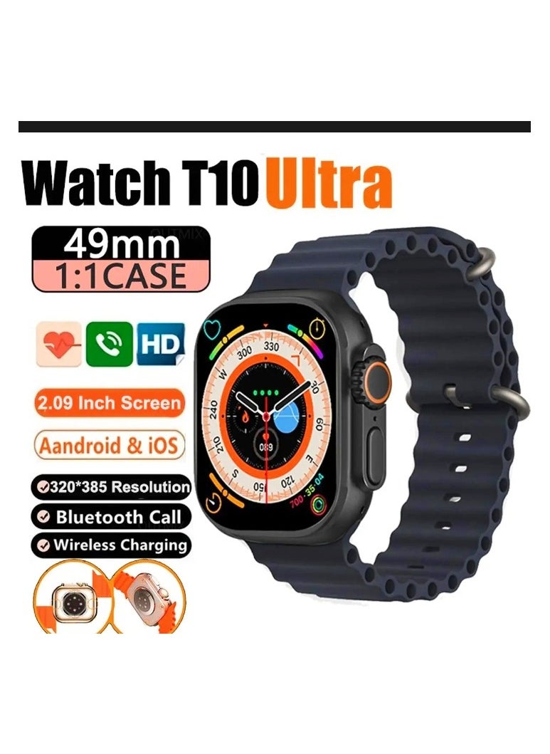 ZT - Smart Watch T10 Ultra 2 Big,49mm 2.19 inch,Heart Rate,Blood Pressure,Oxygen,BT call and BT Music,Sleep monitoring,Alarm clock,sport mode,Remote Photography-orange - Image 1