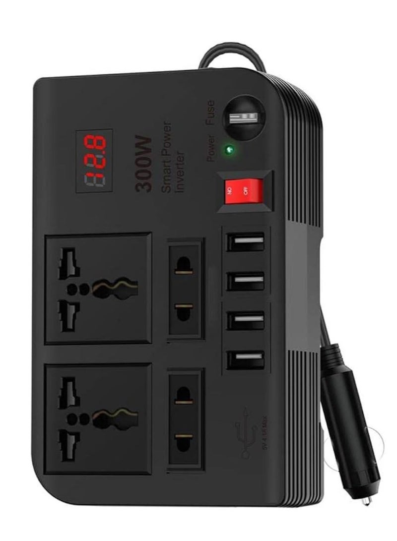 ليكسيس محول طاقة السيارة Spark 3 بقوة 300 واط: مقبس تمديد مع منافذ USB 3.1A وحماية الجهد العالي  - Image 1