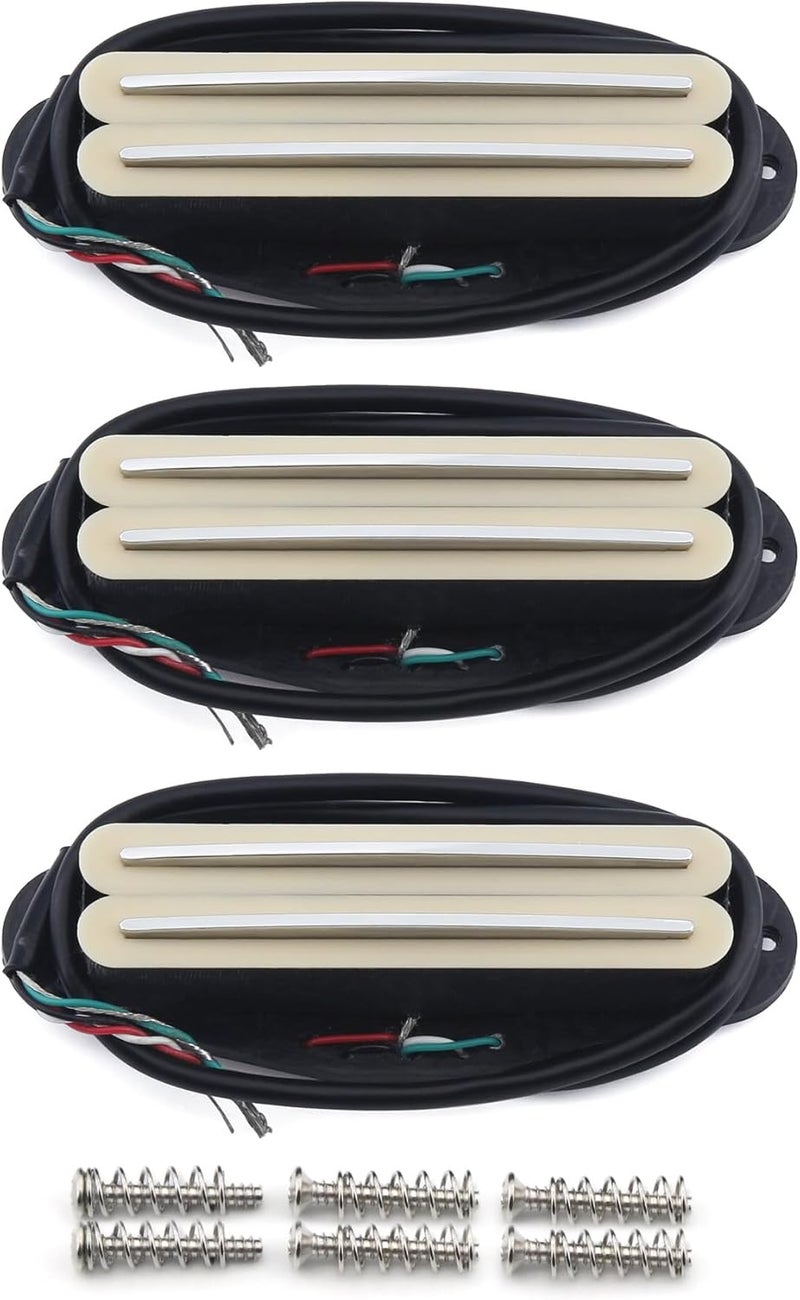 FLEOR 3pcs Hot Dual Rail Humbucker Set Ceramic N+M+B Single-Coil-Sized Guitar Humbucker Pickup,Cream - Image 1