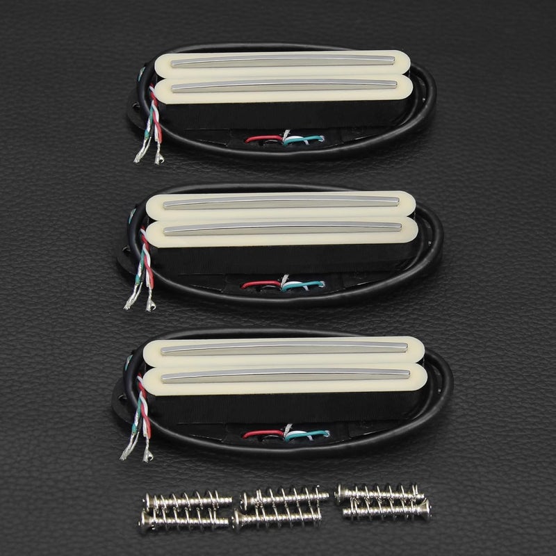 FLEOR 3pcs Hot Dual Rail Humbucker Set Ceramic N+M+B Single-Coil-Sized Guitar Humbucker Pickup,Cream - Image 3