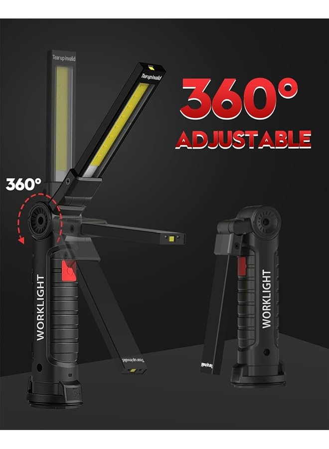 KASTWAVE COB LED Work Light LED Torch Rechargeable with Magnetic Base 360°Rotate 5 Lighting Modes Emergency Inspection Lamp Portable Inspection Work Light with Hook Handy Flashlight for Household - Image 2