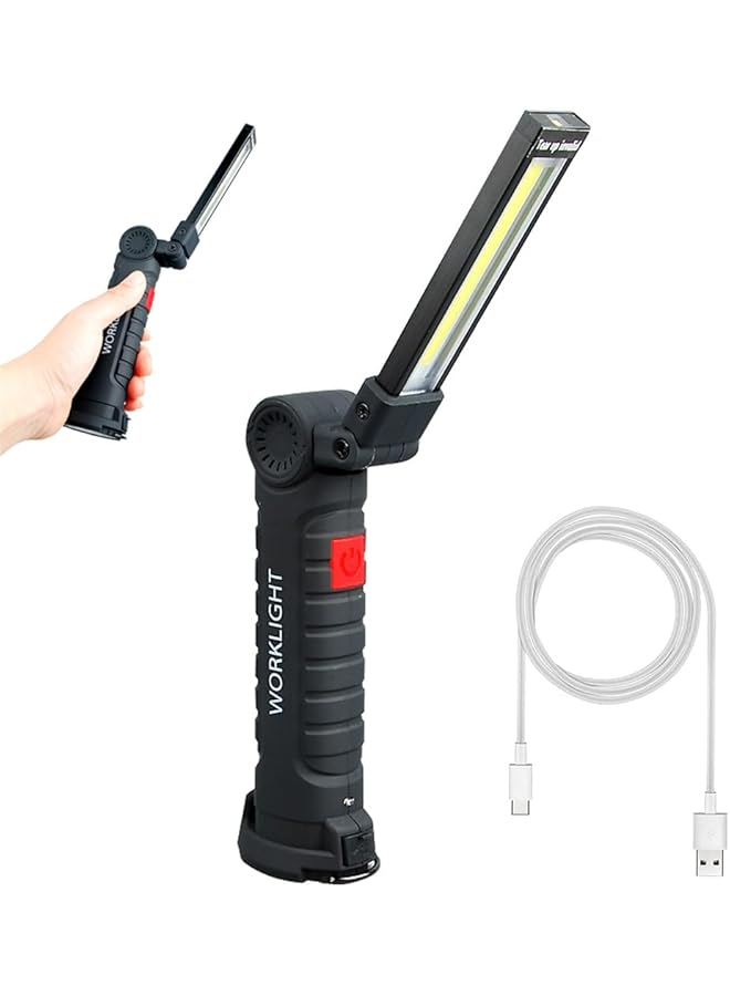 KASTWAVE COB LED Work Light LED Torch Rechargeable with Magnetic Base 360°Rotate 5 Lighting Modes Emergency Inspection Lamp Portable Inspection Work Light with Hook Handy Flashlight for Household - Image 1