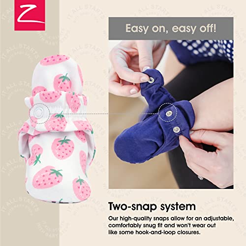 Zutano Unisex Organic Cotton Baby Booties With Gripper Soles, Strawberries, 3M - Image 3