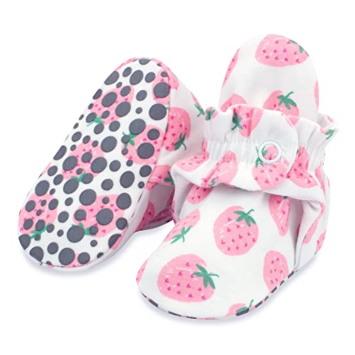 Zutano Unisex Organic Cotton Baby Booties With Gripper Soles, Strawberries, 3M - Image 1