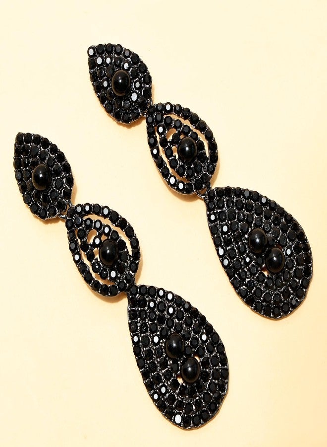 iHUFeather Women 1920s Flapper Set with Feather Headband Beaded Necklaces Earrings Black Gloves for Great Vintage Wedding Costume Accessories - Image 5