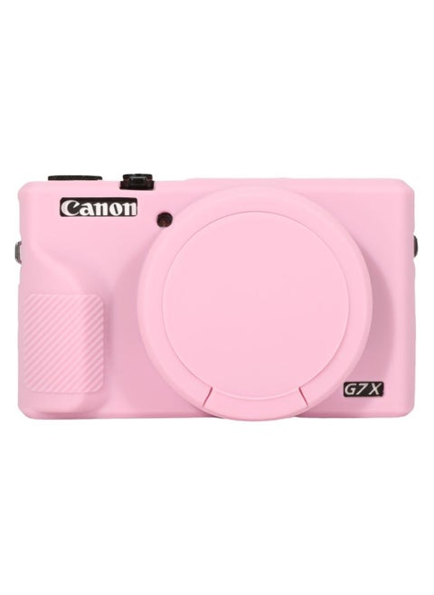 Case for Canon Powershot G7 X Mark III Digital Camera Soft Silicone Protective Cover with Removable Lens Cover for Canon Powershot G7X Mark III DSLR Camera (Pink)
