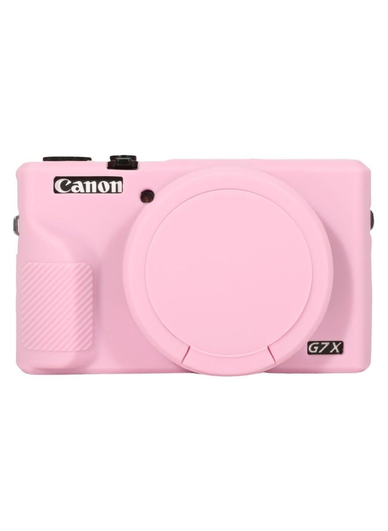 Case for Canon Powershot G7 X Mark III Digital Camera Soft Silicone Protective Cover with Removable Lens Cover for Canon Powershot G7X Mark III DSLR Camera (Pink)