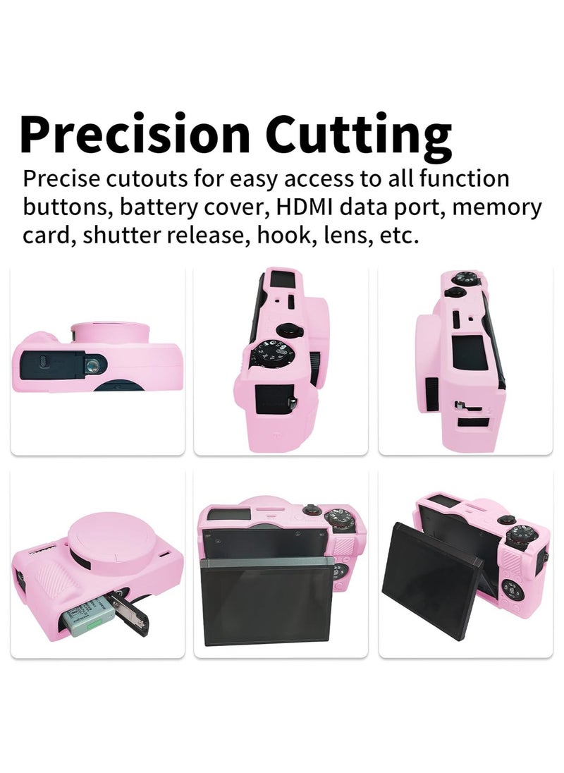 Case for Canon Powershot G7 X Mark III Digital Camera Soft Silicone Protective Cover with Removable Lens Cover for Canon Powershot G7X Mark III DSLR Camera (Pink)