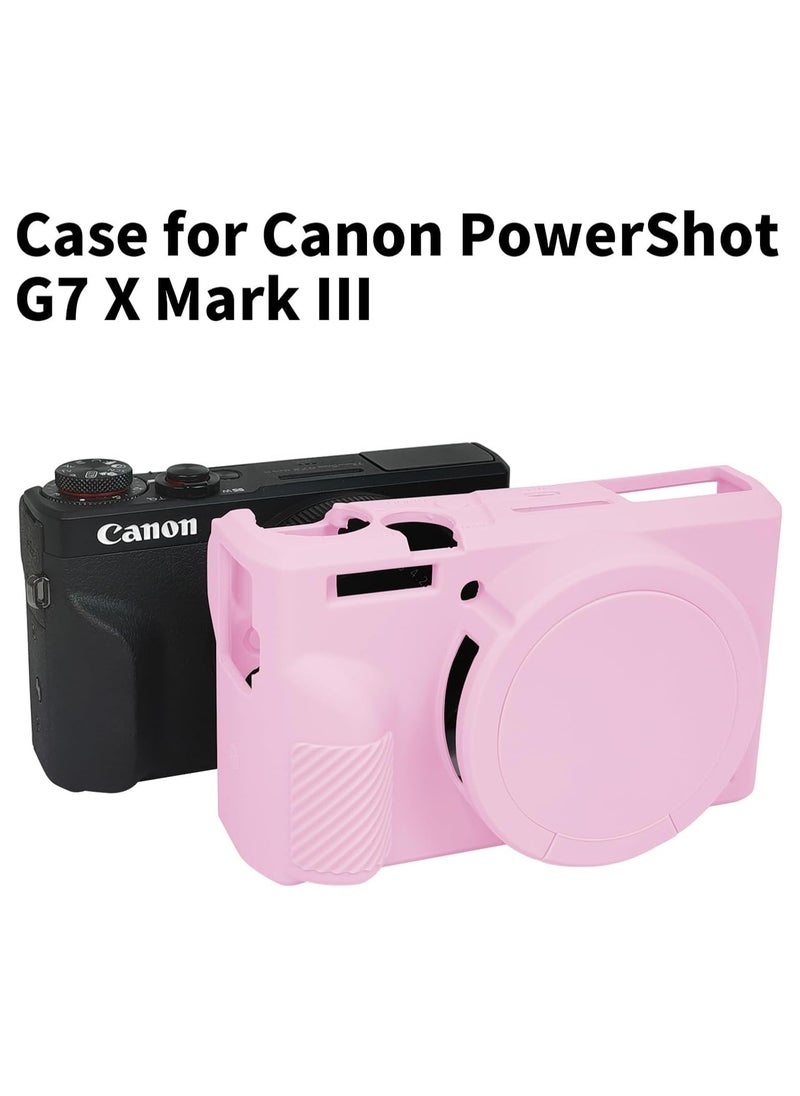 Case for Canon Powershot G7 X Mark III Digital Camera Soft Silicone Protective Cover with Removable Lens Cover for Canon Powershot G7X Mark III DSLR Camera (Pink)