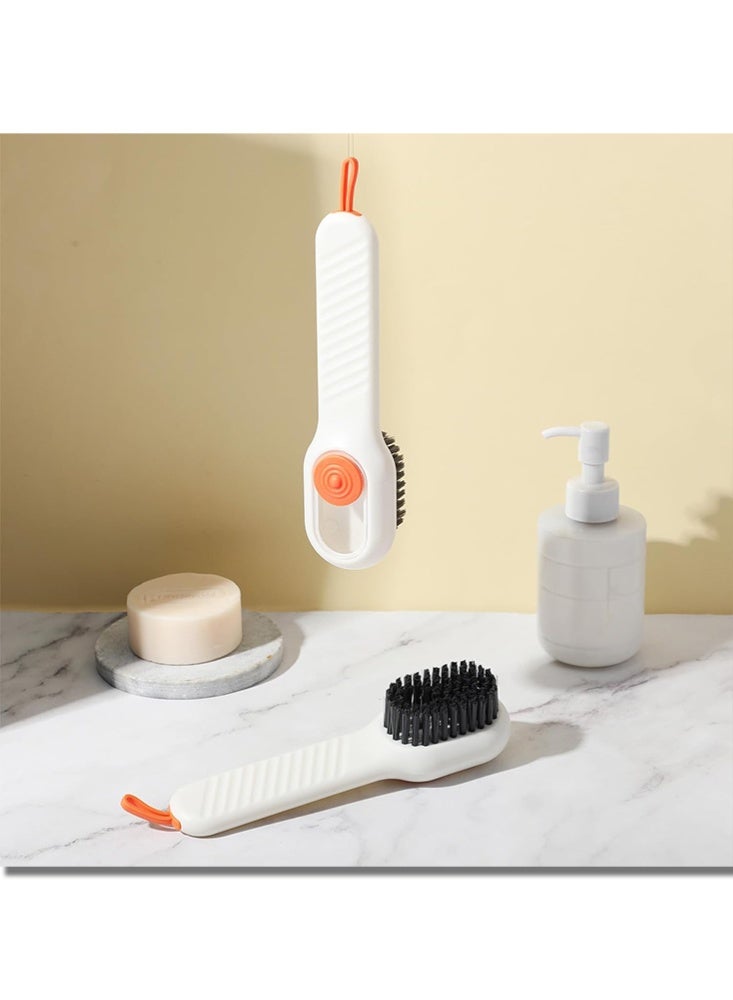 موندا 2 قطعة فرشاة أحذية سائلة متعددة الوظائف موزع صابون فرك فرش الأحذية السائلة إضافة فرشاة تنظيف ناعمة فرشاة غسيل الأحذية مع صندوق سائل لغسل الملابس المنزلية والحمام والمطبخ - Image 5