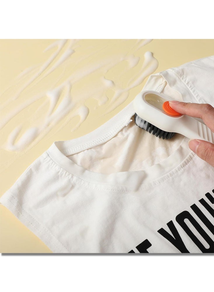 موندا 2 قطعة فرشاة أحذية سائلة متعددة الوظائف موزع صابون فرك فرش الأحذية السائلة إضافة فرشاة تنظيف ناعمة فرشاة غسيل الأحذية مع صندوق سائل لغسل الملابس المنزلية والحمام والمطبخ - Image 4