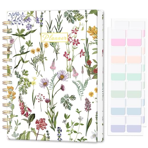 PIOOJK Undated Weekly and Monthly Planner – 12-Month To Do List Notebook Organizer with Goal & Habit Tracker, Spiral Bound Productivity Journal Ideal for Work, School & Home, 6.5" x 8.5", Wildfloral - Image 1