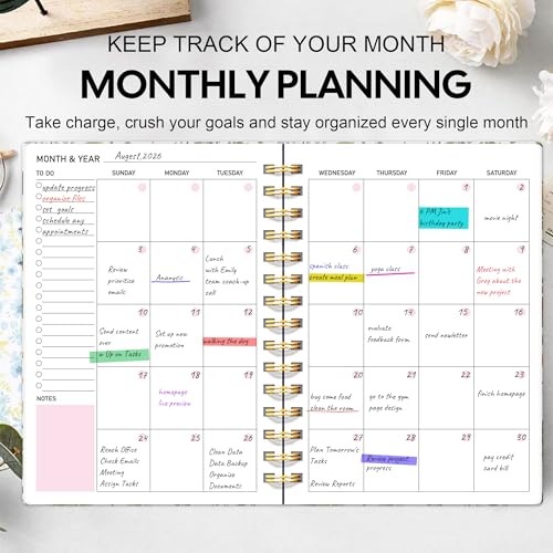 PIOOJK Undated Weekly and Monthly Planner – 12-Month To Do List Notebook Organizer with Goal & Habit Tracker, Spiral Bound Productivity Journal Ideal for Work, School & Home, 6.5" x 8.5", Wildfloral - Image 2