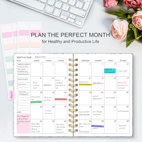 PIOOJK Undated Weekly and Monthly Planner – 12-Month To Do List Notebook Organizer with Goal & Habit Tracker, Spiral Bound Productivity Journal Ideal for Work, School & Home, 6.5" x 8.5", Wildfloral - Image 5