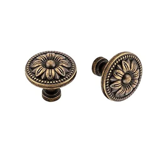 GDQLCNXB Vintage Flower Shape Cabinet Drawer Knobs,Pull Handle Metal Flower Shape Cabinet Drawer Door Knob Bronze Tone 10 Pcs - Image 3